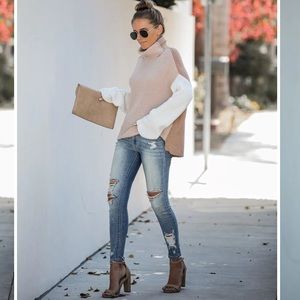 JOYOUS OCCASION COLORBLOCK TURTLENECK SWEATER